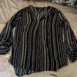 Navy blue and yellow small jones New York blouse